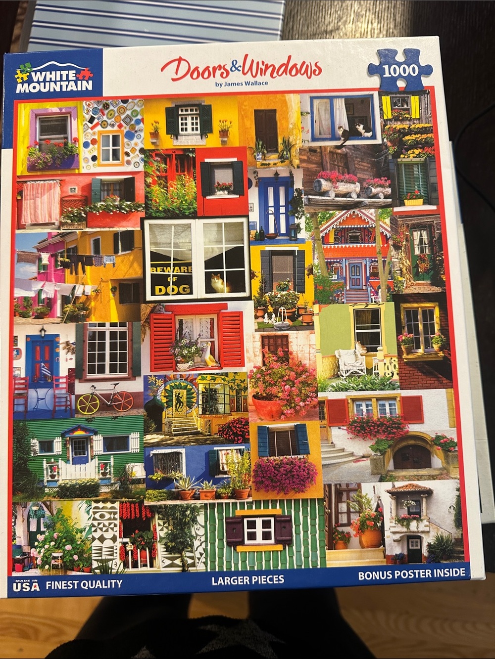 White Mountain Doors & Windows Puzzle — Vibrant Multicolor Collage